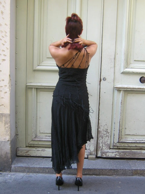 French Silk Black Dress
