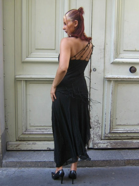 French Silk Black Dress