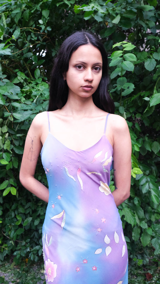 Colorful Flowered Silk Gown