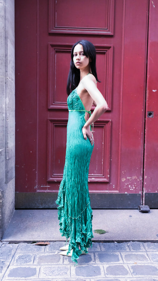 Green Silk Long Dress
