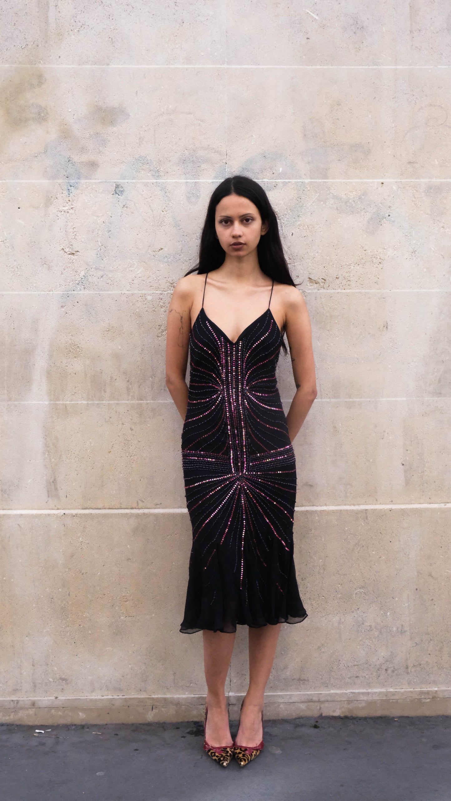 Silk Beaded Midi Dress