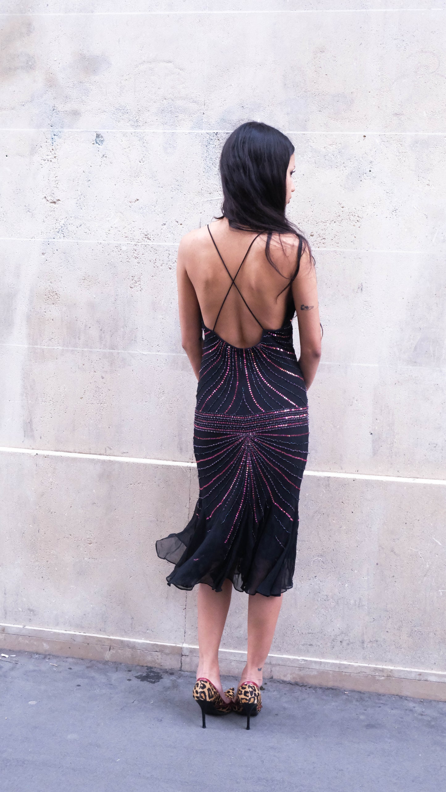 Silk Beaded Midi Dress