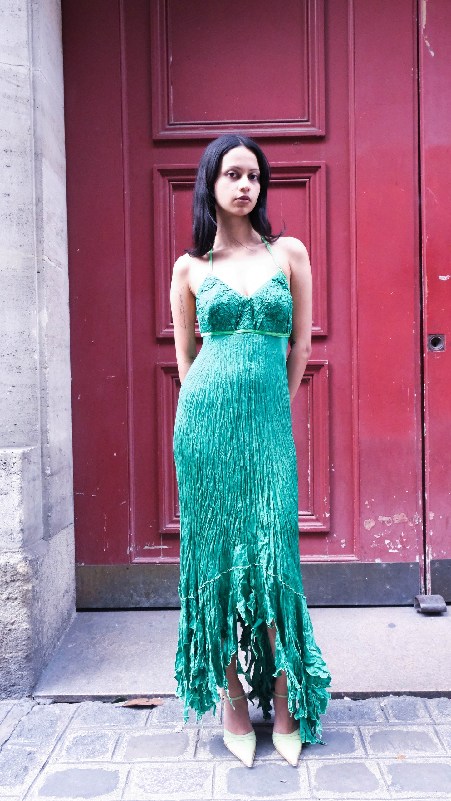 Green Silk Long Dress